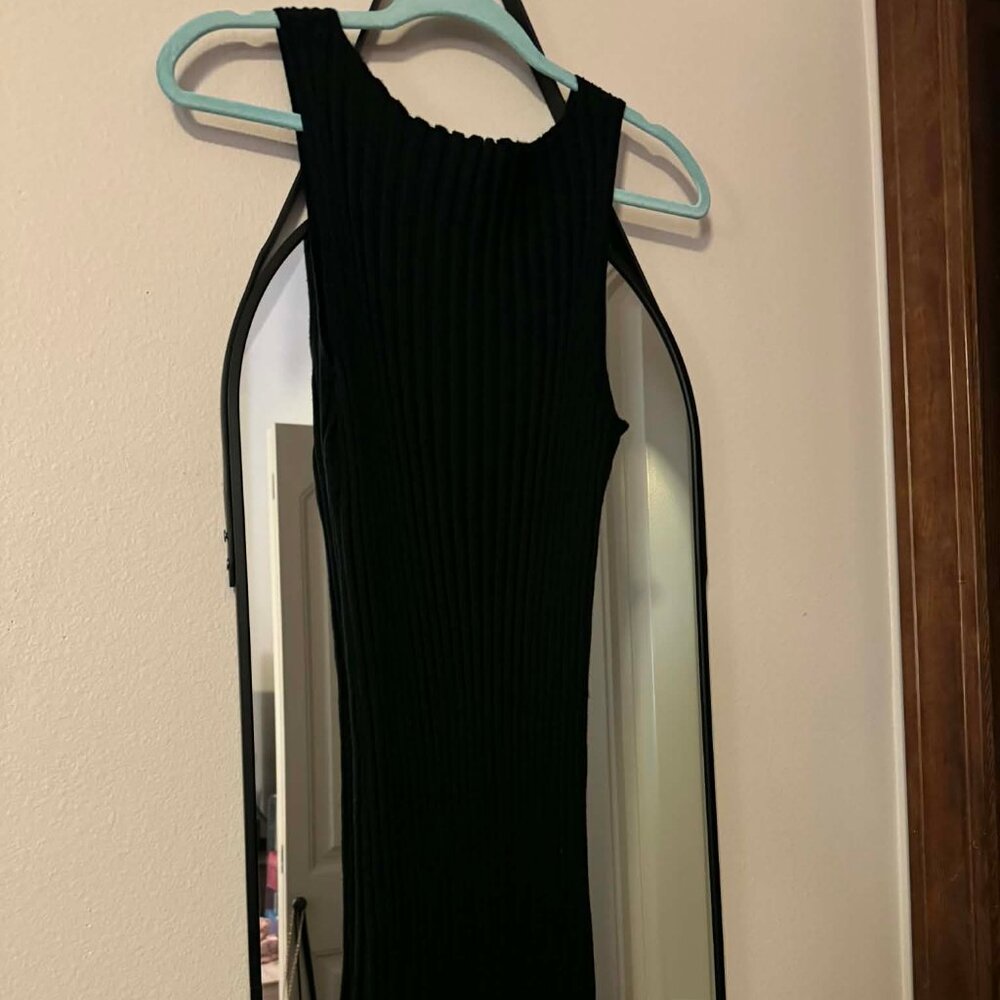 Olive + Oak Black Ribbed Sleeveless Dress
